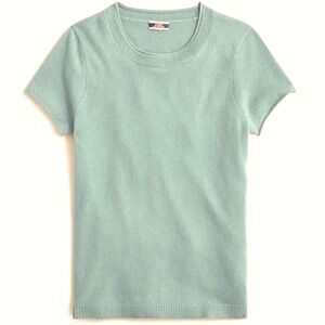 J.Crew Pistachio Green Short Sleeve Relaxed Cashmere Sweater Small